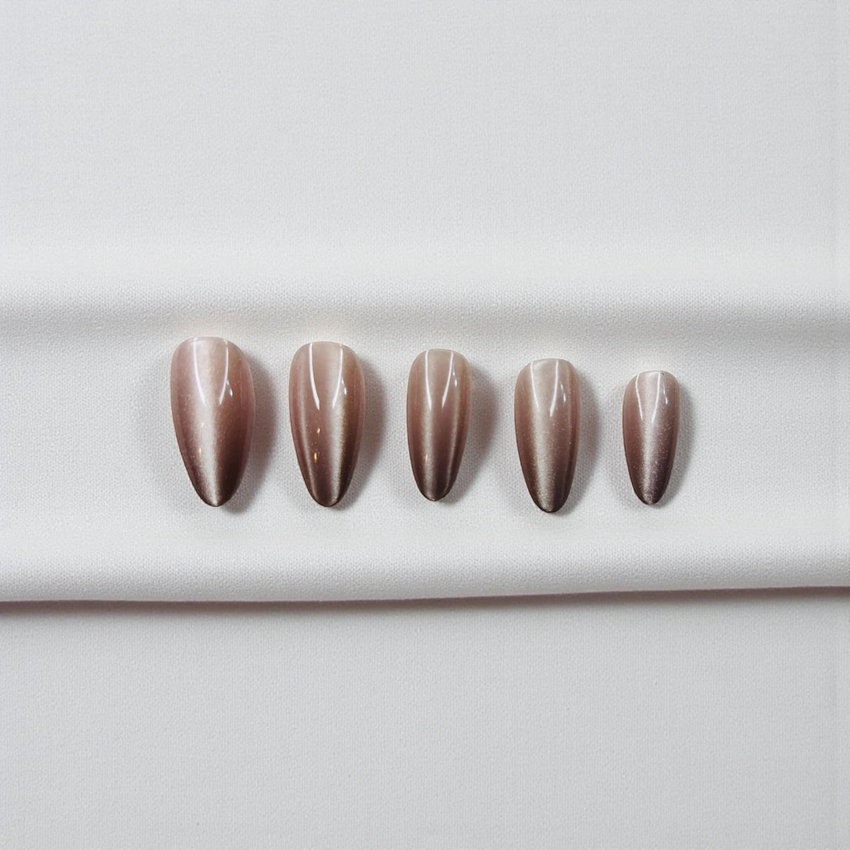 Handmade Clear Cat Eye Press On Nails - Almond Soft Glam Reusable Set