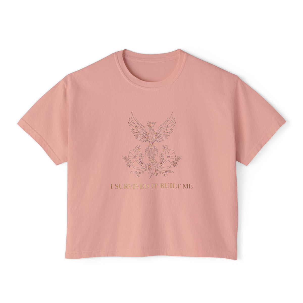 Floral Phoenix Illustration Tee | Women's Boxy Tee, Botanical Bird Graphic