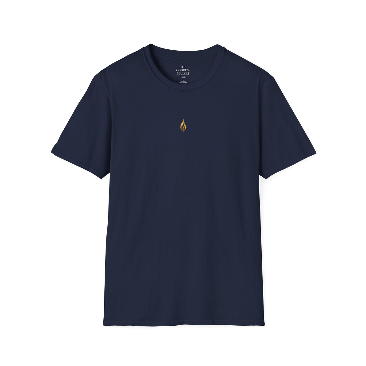 Divinely Covered Streetwear Graphic Tee | Gold Resilient Flame Minimalist T-Shirt | Luxury Unisex Empowerment Clothing | Survivor Armor Top