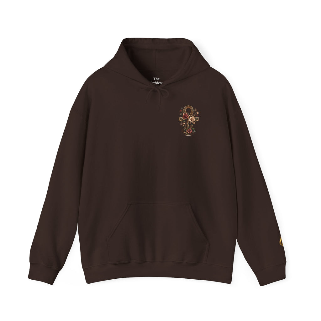 Ankh Rose Cross Heavyweight Hoodie — Goddess Energy Streetwear Pullover