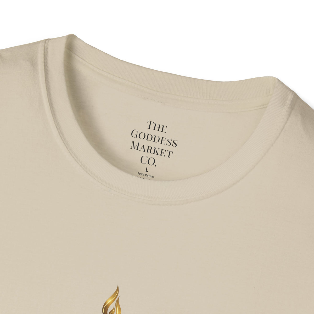 Divinely Covered Streetwear Graphic Tee | Gold Resilient Flame Minimalist T-Shirt | Luxury Unisex Empowerment Clothing | Survivor Armor Top