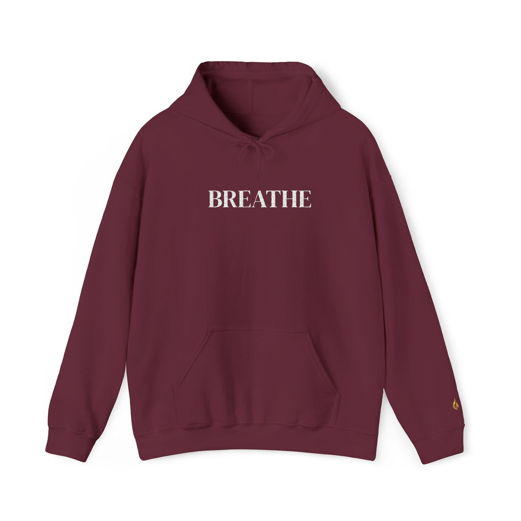 BREATHE Distressed Text Hoodie | Unisex Streetwear Graphic Sweatshirt | Mental Health Empowerment Pullover | Goddess Energy Resilience Gift