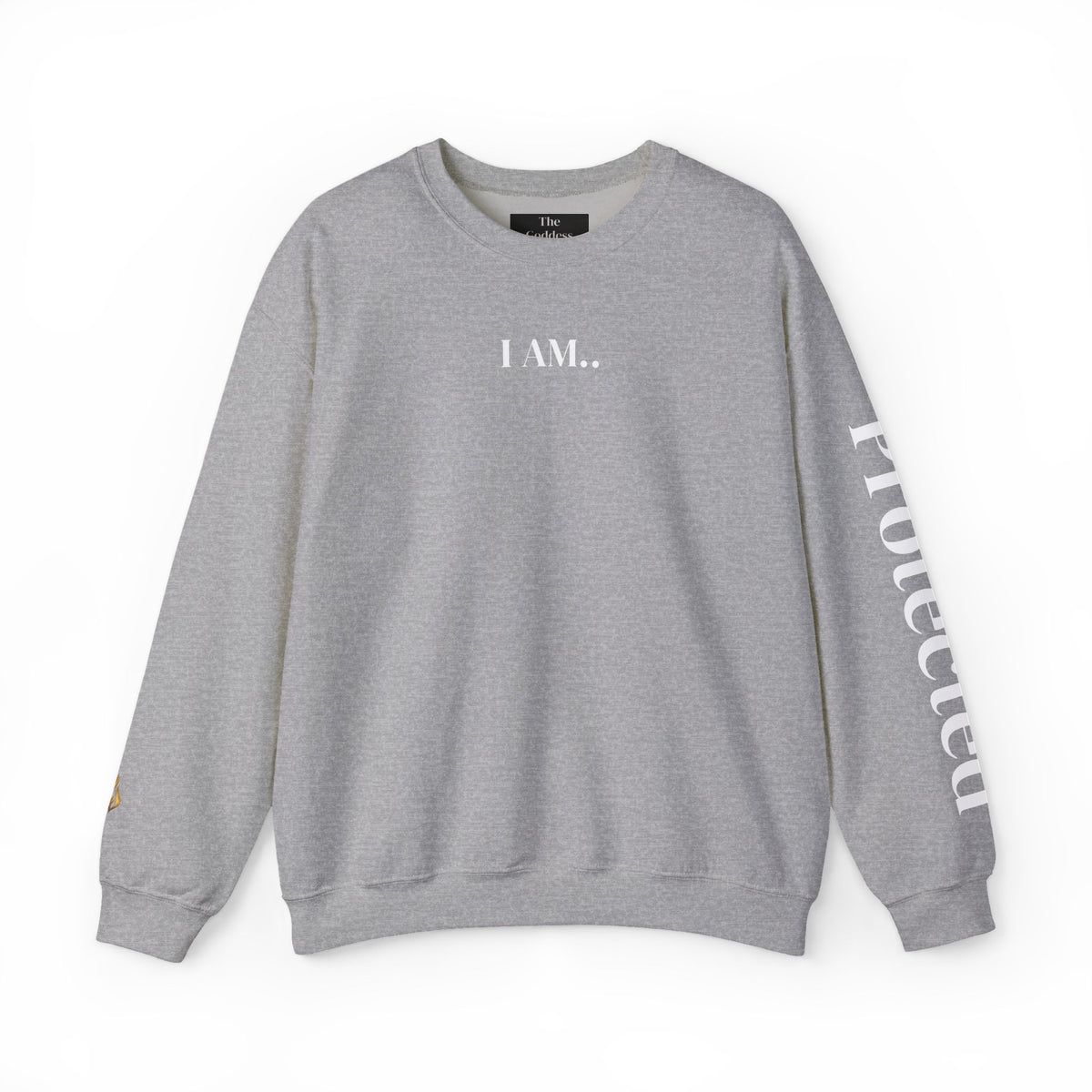 I AM Protected Streetwear Crewneck Sweatshirt | Solar Plexus Chakra Empowerment Sweater | Survivor Led Domestic Violence Awareness Apparel