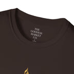 Divinely Covered Streetwear Graphic Tee | Gold Resilient Flame Minimalist T-Shirt | Luxury Unisex Empowerment Clothing | Survivor Armor Top