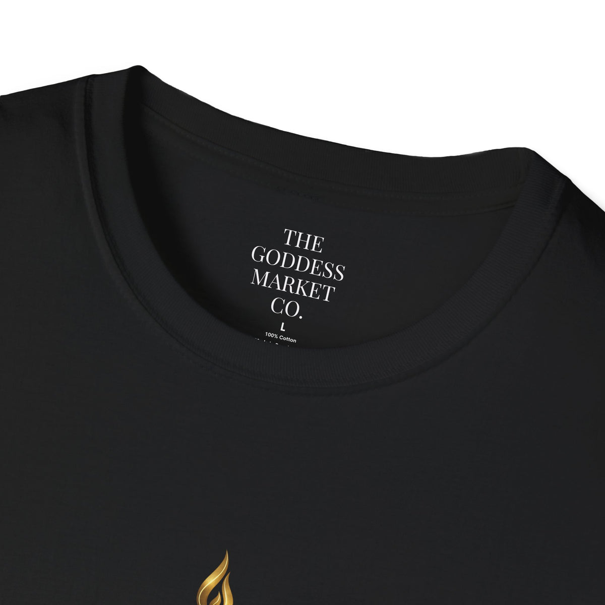 Divinely Covered Streetwear Graphic Tee | Gold Resilient Flame Minimalist T-Shirt | Luxury Unisex Empowerment Clothing | Survivor Armor Top