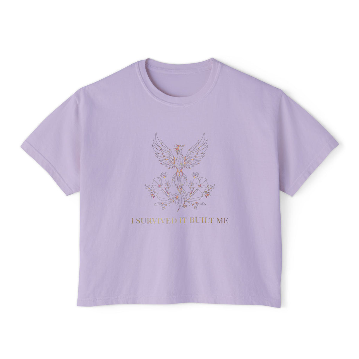 Floral Phoenix Illustration Tee | Women's Boxy Tee, Botanical Bird Graphic