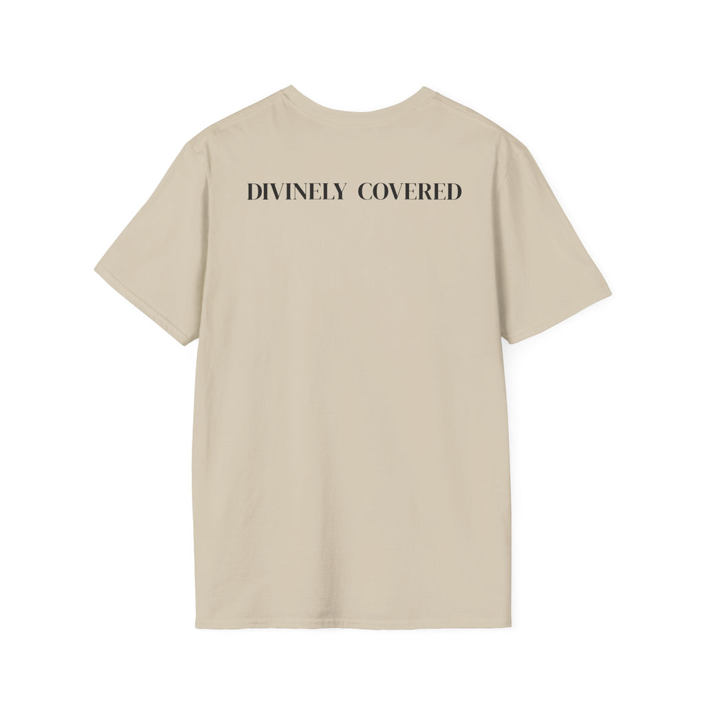 Divinely Covered Streetwear Graphic Tee | Gold Resilient Flame Minimalist T-Shirt | Luxury Unisex Empowerment Clothing | Survivor Armor Top