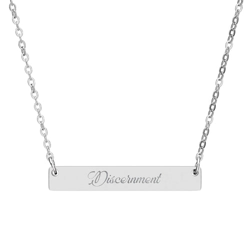Discernment Engraved Bar Necklace | Goddess Energy Protection Jewelry | Spiritual Boundary Statement Piece | Healing Gift for Survivors