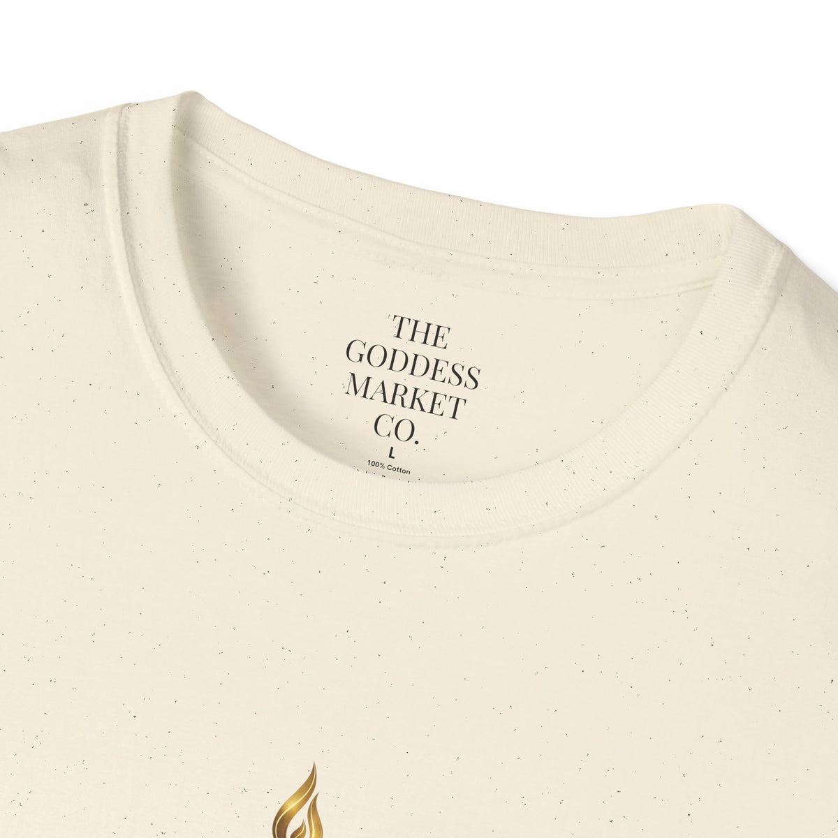 Divinely Covered Streetwear Graphic Tee | Gold Resilient Flame Minimalist T-Shirt | Luxury Unisex Empowerment Clothing | Survivor Armor Top