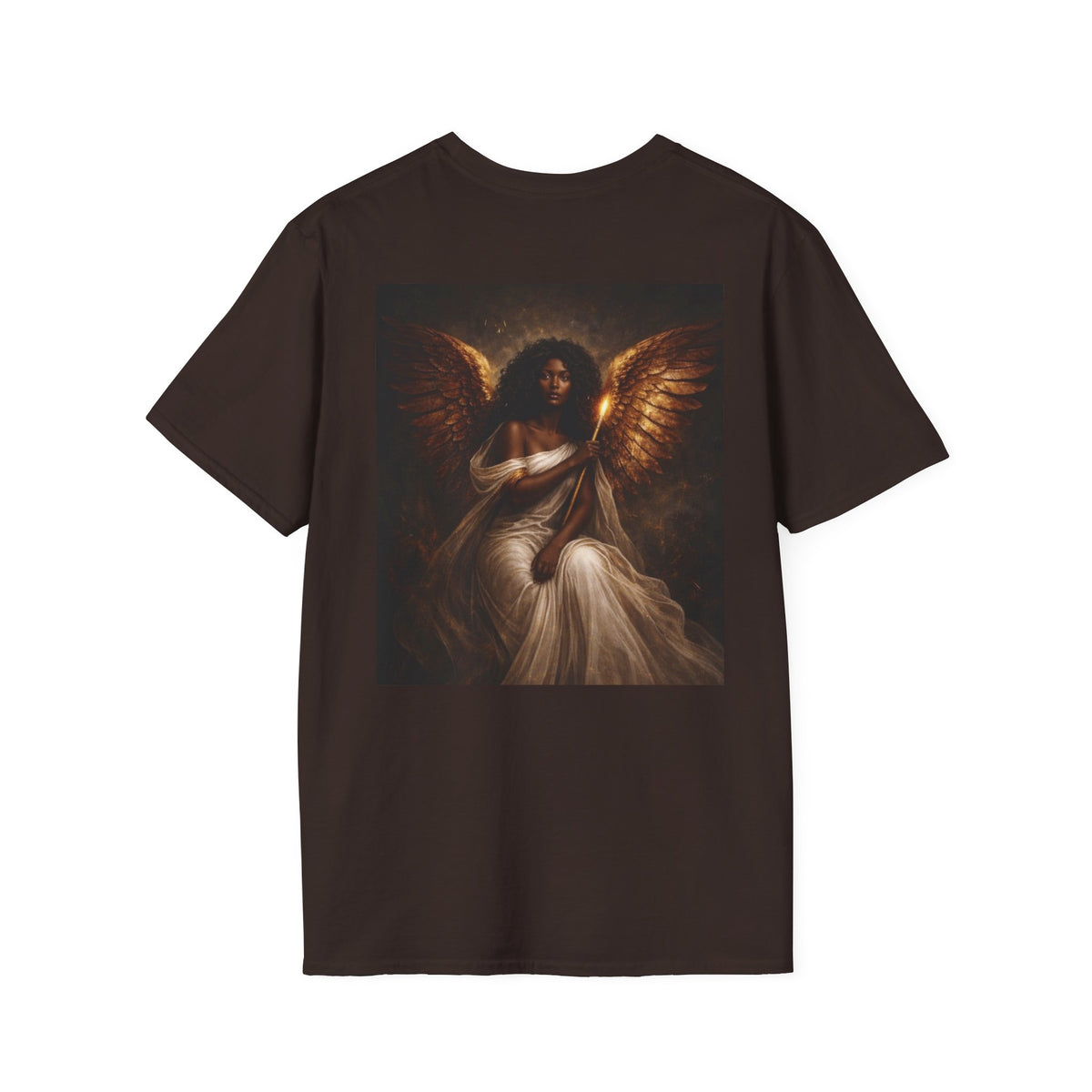 Goddess Angel Back Print Shirt, Gold Flame Graphic Tee, Divine Feminine Streetwear, Spiritual Empowerment Tshirt, Luxury Aesthetic Soul Top