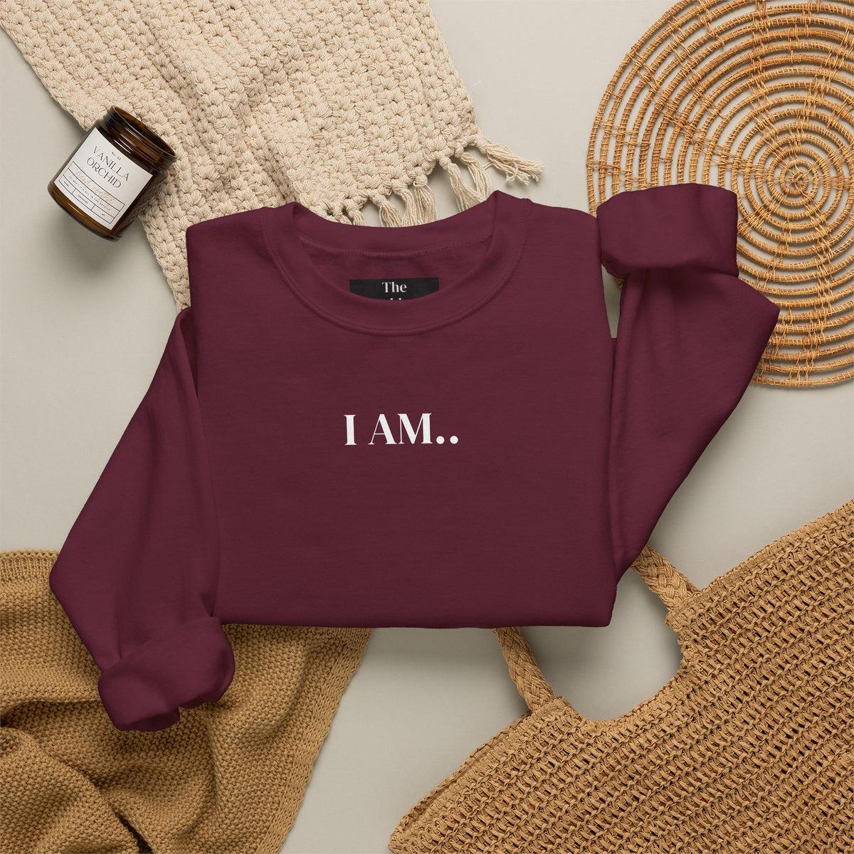 I AM Protected Streetwear Crewneck Sweatshirt | Solar Plexus Chakra Empowerment Sweater | Survivor Led Domestic Violence Awareness Apparel