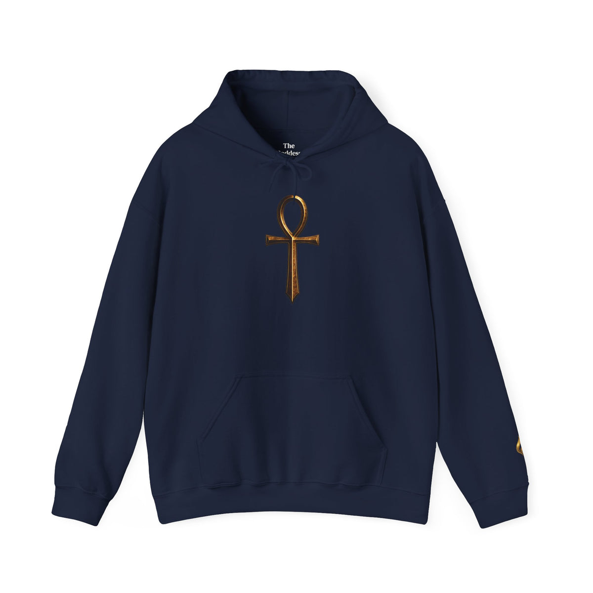 Sacred Ankh Key of Life Metallic Gold Hoodie Unshakeable Protection Strength Streetwear The Anchor Collection by The Goddess Market Co.