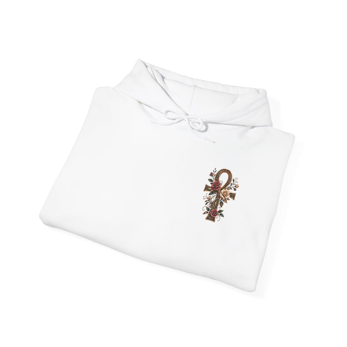 Ankh Rose Cross Heavyweight Hoodie — Goddess Energy Streetwear Pullover