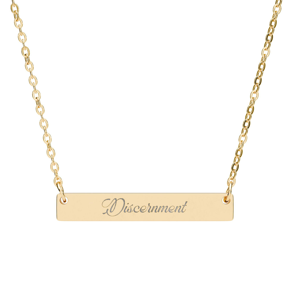 Discernment Engraved Bar Necklace | Goddess Energy Protection Jewelry | Spiritual Boundary Statement Piece | Healing Gift for Survivors