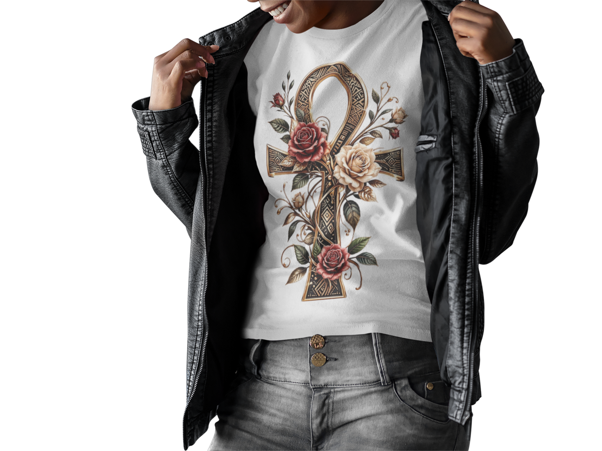 Afrocentric Ankh Rose Shirt, Black Woman Culture Tee, Soft Life Aesthetic Shirt, Comfort Colors Tee, Gift for Her