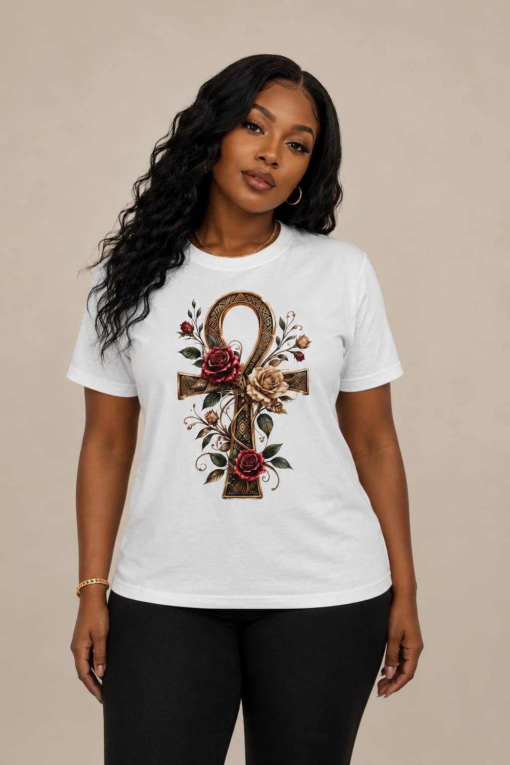 Afrocentric Ankh Rose Shirt, Black Woman Culture Tee, Soft Life Aesthetic Shirt, Comfort Colors Tee, Gift for Her