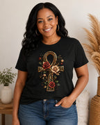 Afrocentric Ankh Rose Shirt, Black Woman Culture Tee, Soft Life Aesthetic Shirt, Comfort Colors Tee, Gift for Her