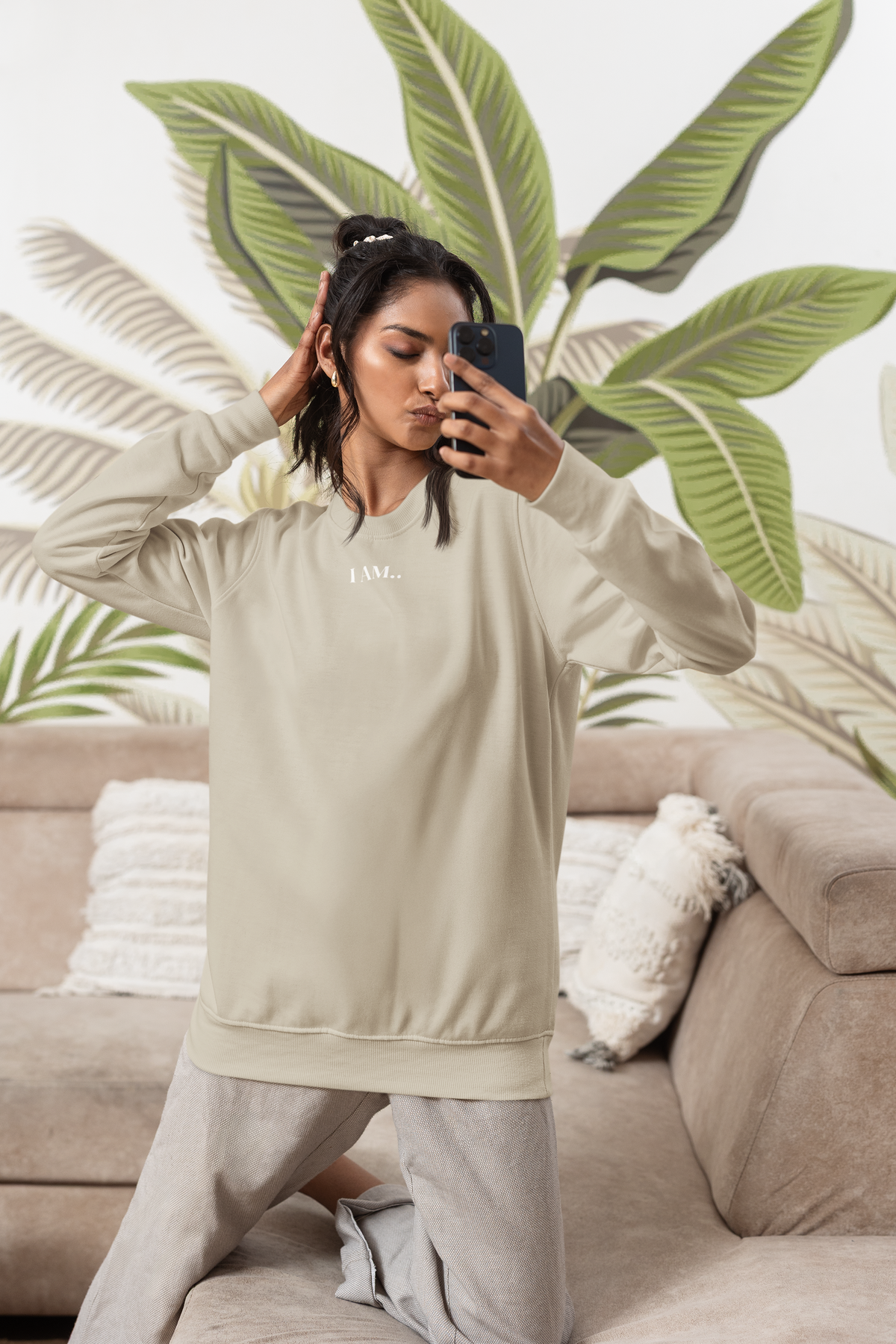 I AM Protected Streetwear Crewneck Sweatshirt | Solar Plexus Chakra Empowerment Sweater | Survivor Led Domestic Violence Awareness Apparel