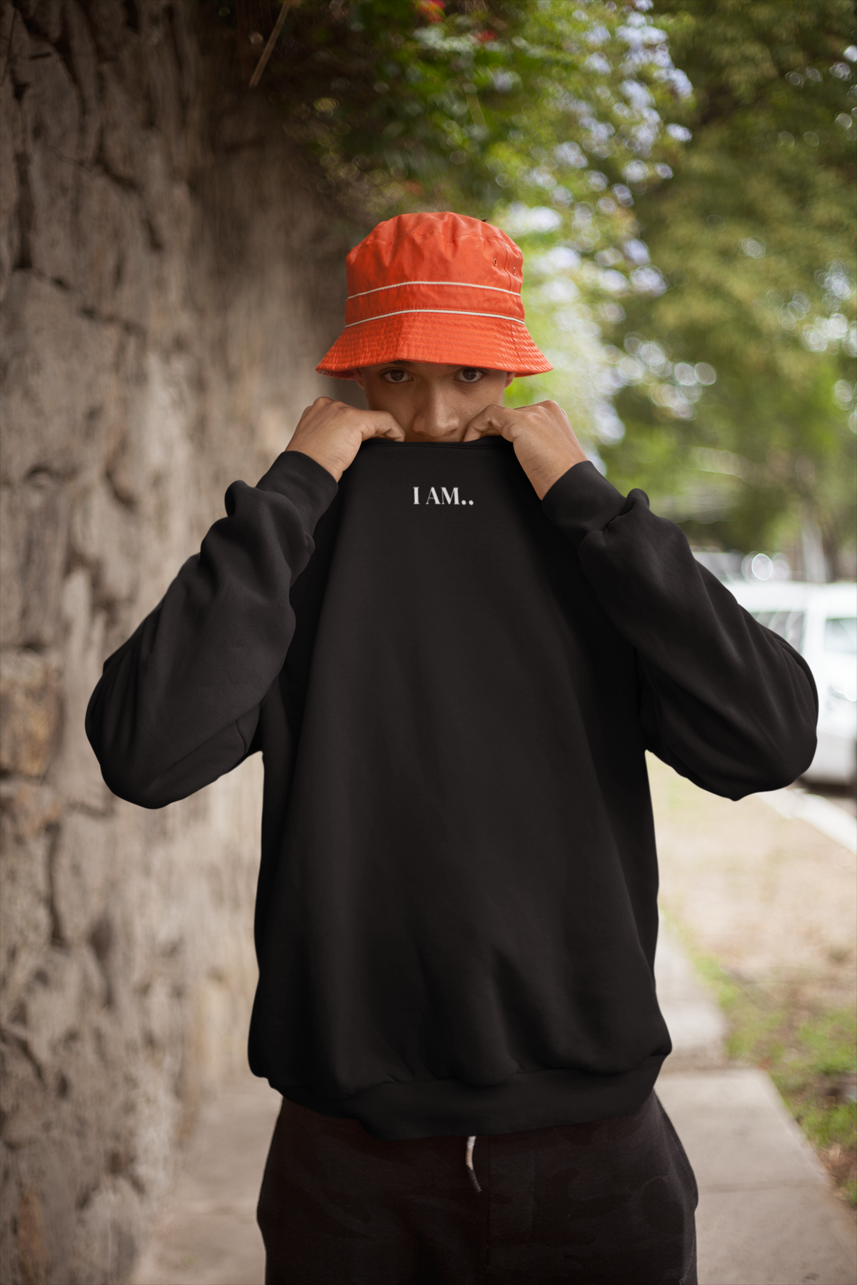 I AM Protected Streetwear Crewneck Sweatshirt | Solar Plexus Chakra Empowerment Sweater | Survivor Led Domestic Violence Awareness Apparel