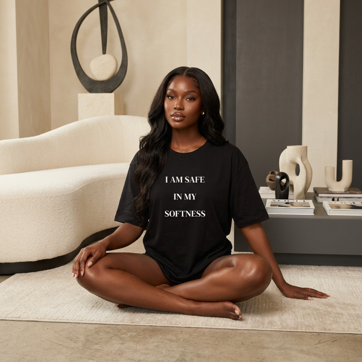 I Am Safe In My Softness Graphic Tee | Unisex Streetwear Oversized T-Shirt | Goddess Energy Loungewear | Gentle Healing Survivor Gift