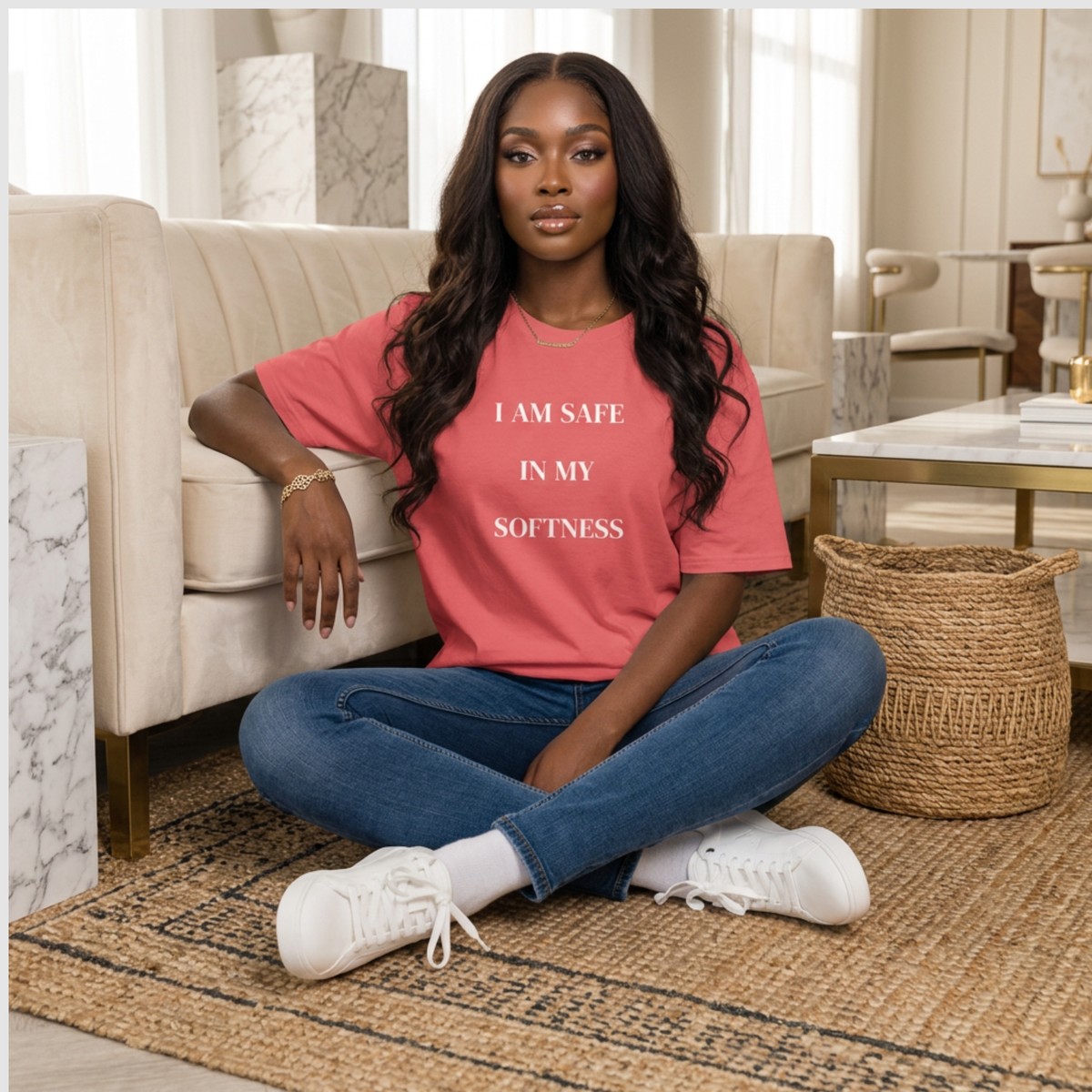 I Am Safe In My Softness Graphic Tee | Unisex Streetwear Oversized T-Shirt | Goddess Energy Loungewear | Gentle Healing Survivor Gift