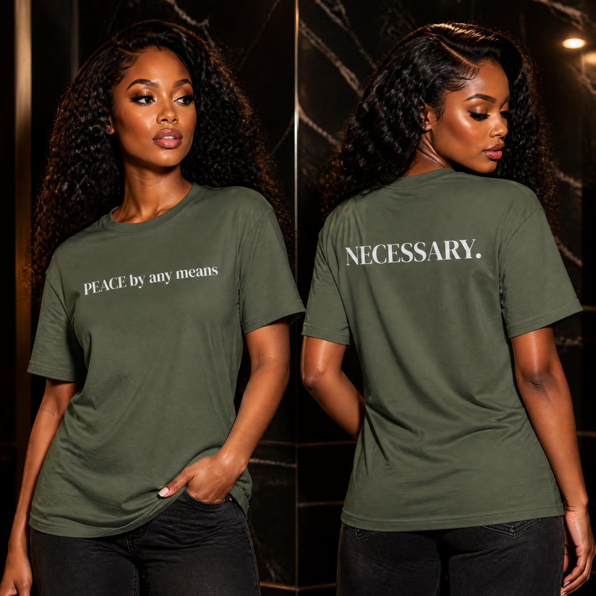 PEACE by any means T-Shirt | Text Graphic, Black Tee, Unisex Mental Health Tee, Self Love Gift, Mindful Graphic T-Shirt, Inspirational