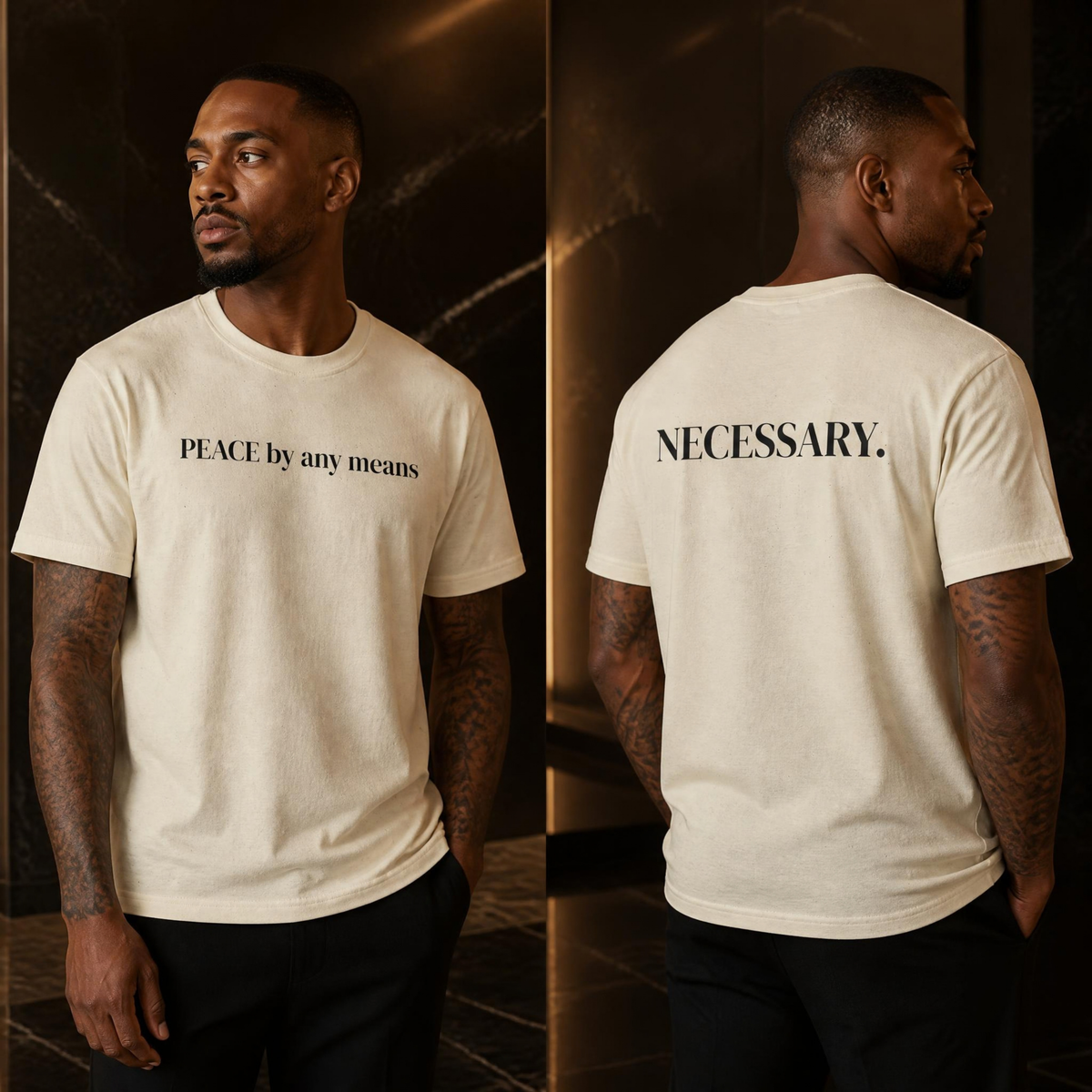 PEACE by any means T-Shirt | Text Graphic, Black Tee, Unisex Mental Health Tee, Self Love Gift, Mindful Graphic T-Shirt, Inspirational