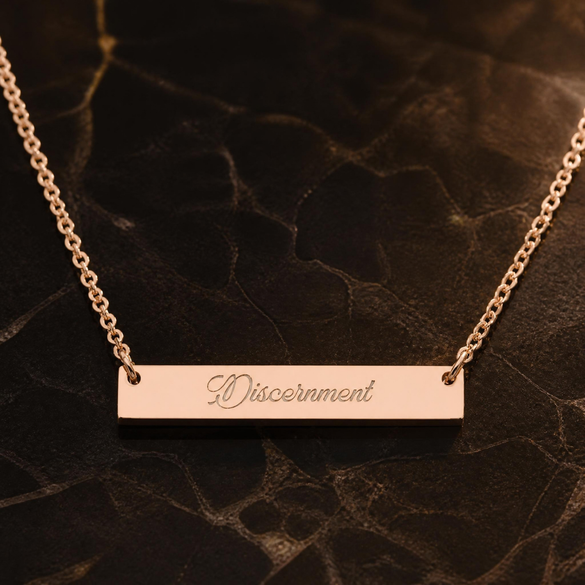 Discernment Engraved Bar Necklace | Goddess Energy Protection Jewelry | Spiritual Boundary Statement Piece | Healing Gift for Survivors