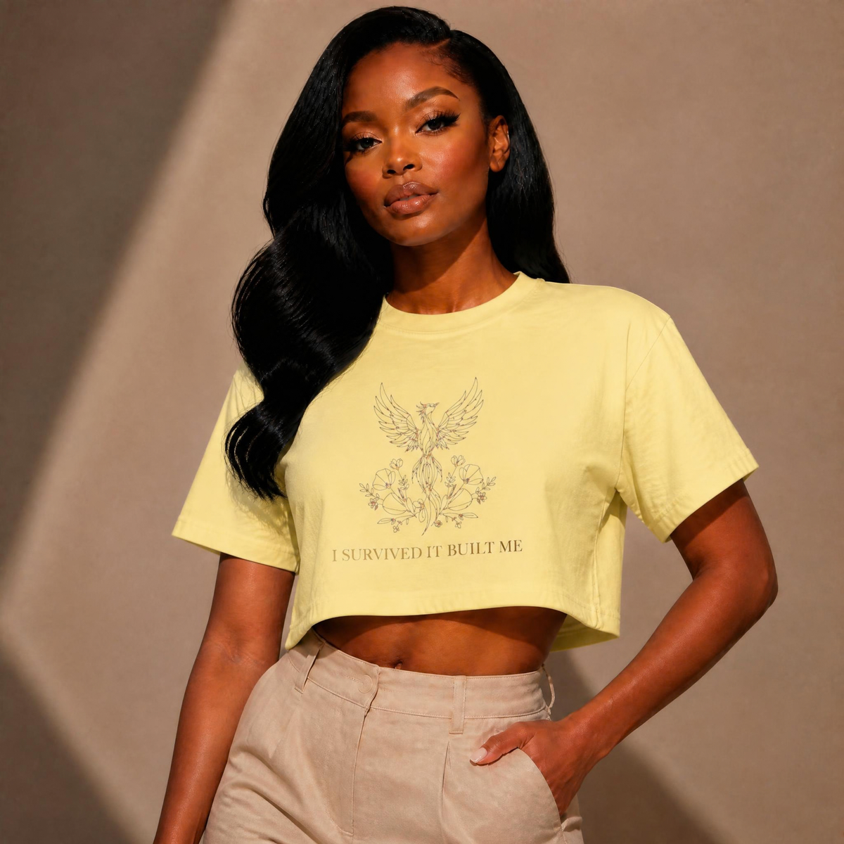 Floral Phoenix Illustration Tee | Women's Boxy Tee, Botanical Bird Graphic