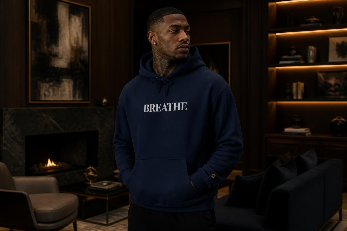 BREATHE Distressed Text Hoodie | Unisex Streetwear Graphic Sweatshirt | Mental Health Empowerment Pullover | Goddess Energy Resilience Gift
