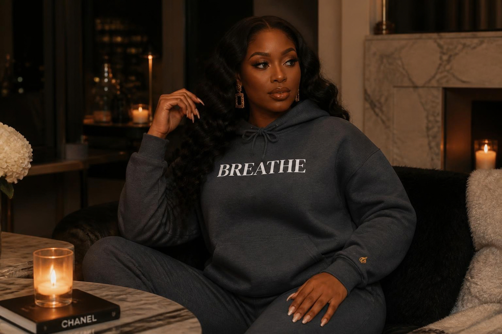 BREATHE Distressed Text Hoodie | Unisex Streetwear Graphic Sweatshirt | Mental Health Empowerment Pullover | Goddess Energy Resilience Gift