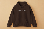 BREATHE Distressed Text Hoodie | Unisex Streetwear Graphic Sweatshirt | Mental Health Empowerment Pullover | Goddess Energy Resilience Gift
