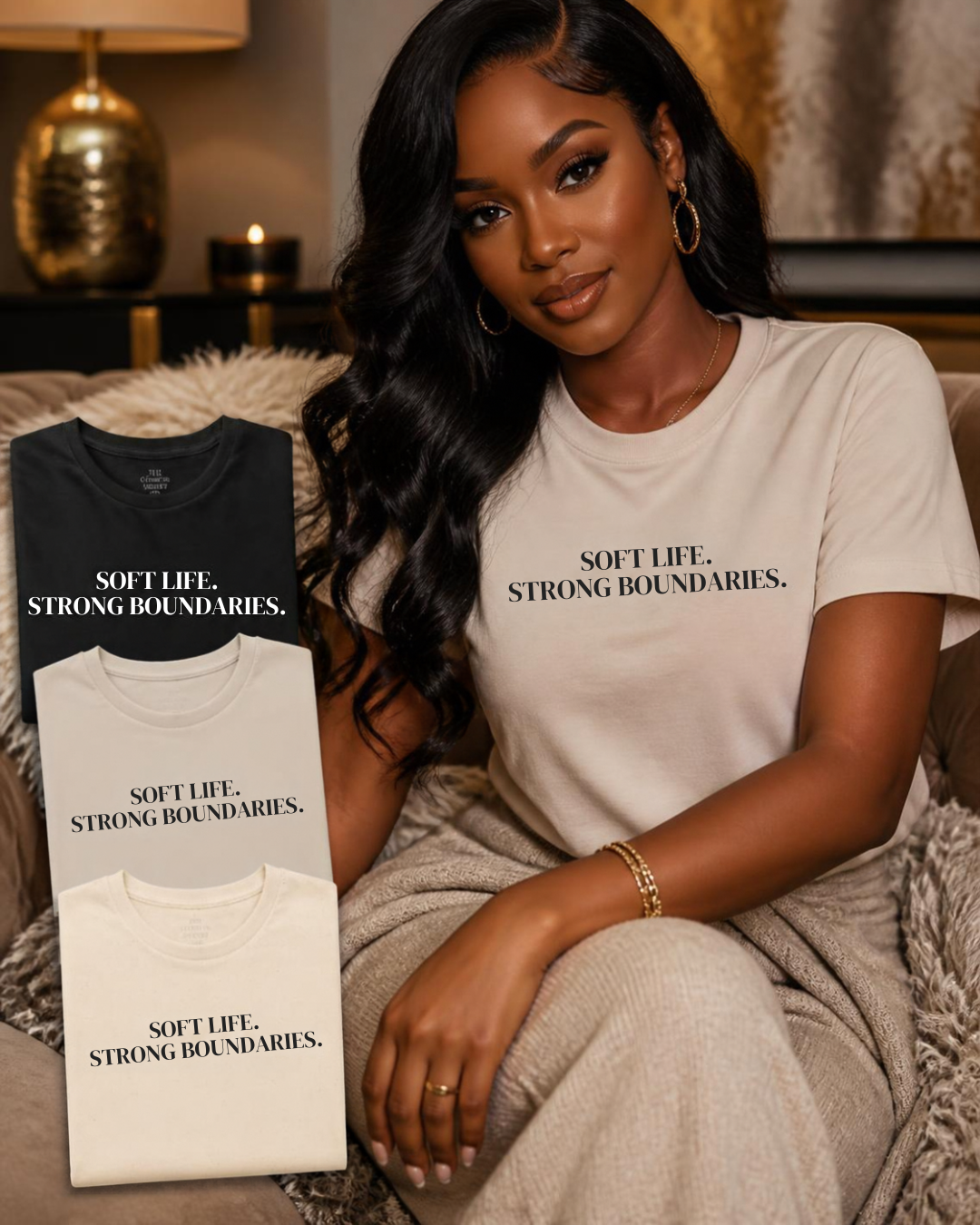 Soft Life Strong Boundaries T-Shirt, Minimalist Affirmation Tee