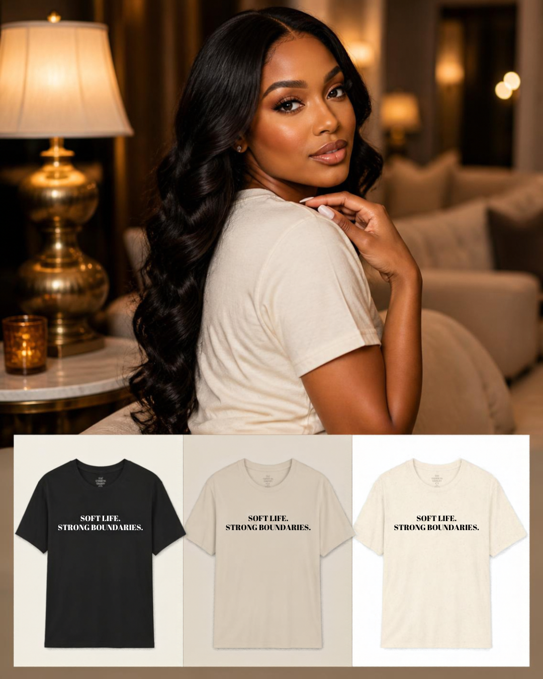 Soft Life Strong Boundaries T-Shirt, Minimalist Affirmation Tee