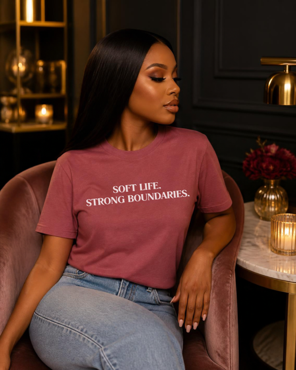 Soft Life Strong Boundaries T-Shirt, Minimalist Affirmation Tee