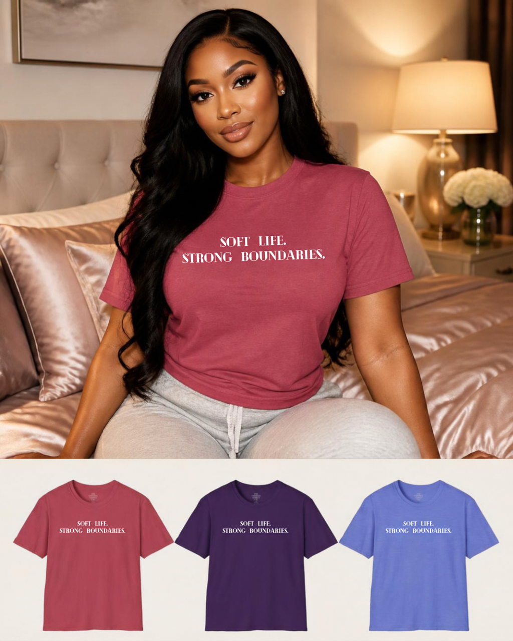 Soft Life Strong Boundaries T-Shirt, Minimalist Affirmation Tee