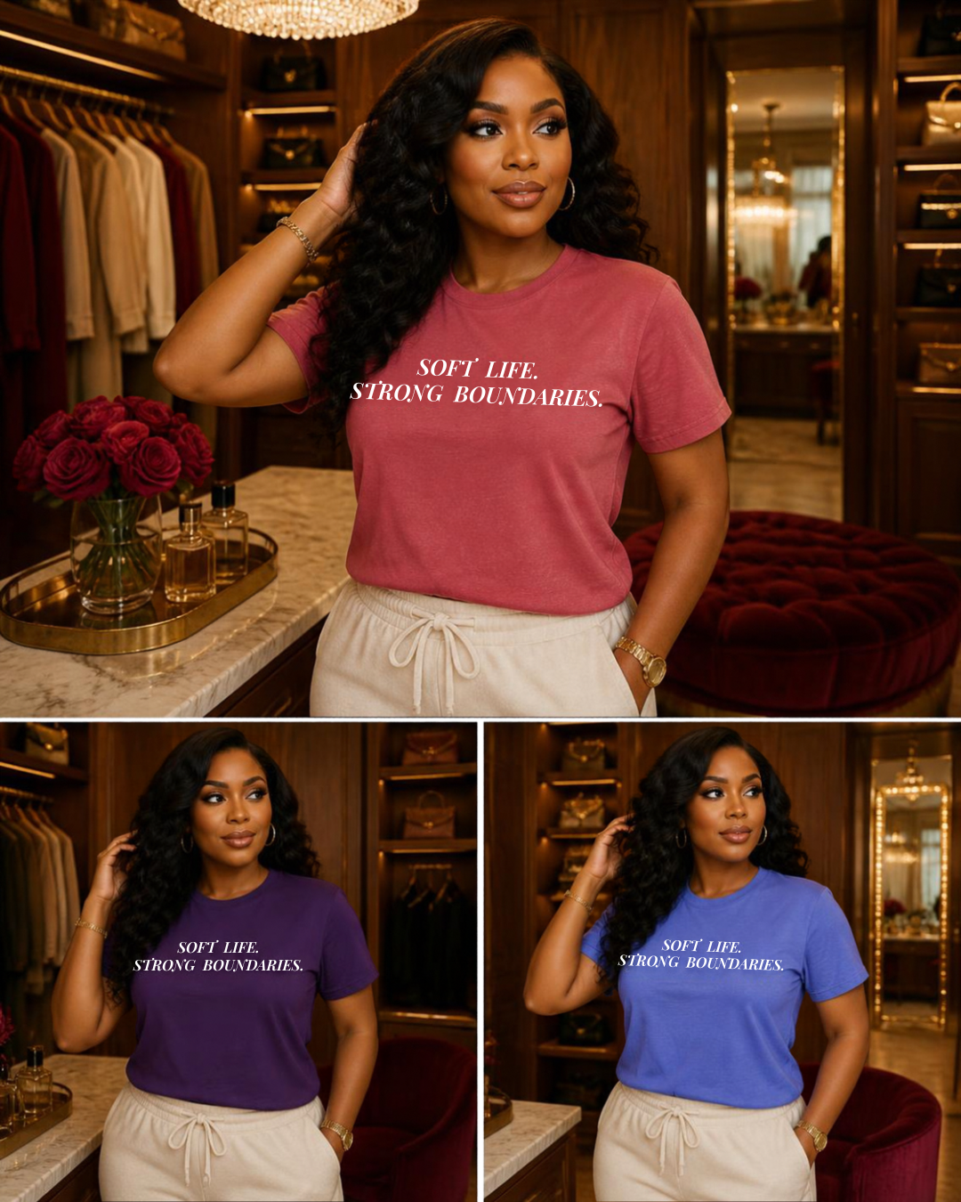 Soft Life Strong Boundaries T-Shirt, Minimalist Affirmation Tee
