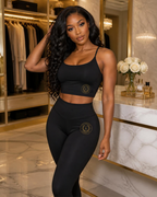 Sovereign Seal Activewear Sports Bra | Goddess Energy Luxury Athleisure | Gold Crest Support Top | Survivor Led Empowerment Fitness Wear