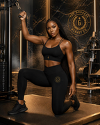 Sovereign Seal Activewear Sports Bra | Goddess Energy Luxury Athleisure | Gold Crest Support Top | Survivor Led Empowerment Fitness Wear