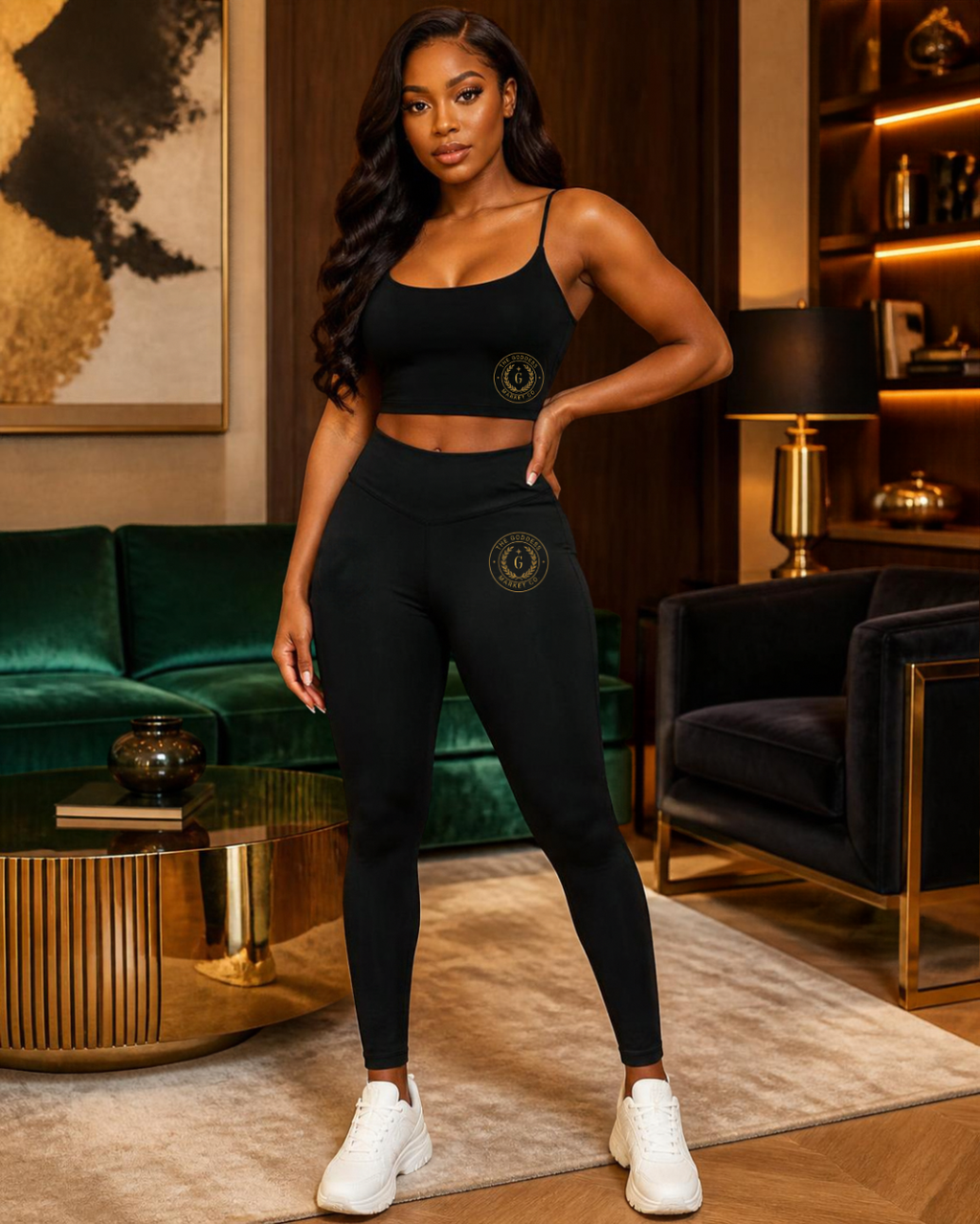 Sovereign Seal Activewear Sports Bra | Goddess Energy Luxury Athleisure | Gold Crest Support Top | Survivor Led Empowerment Fitness Wear