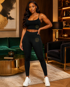 Sovereign Seal Activewear Sports Bra | Goddess Energy Luxury Athleisure | Gold Crest Support Top | Survivor Led Empowerment Fitness Wear