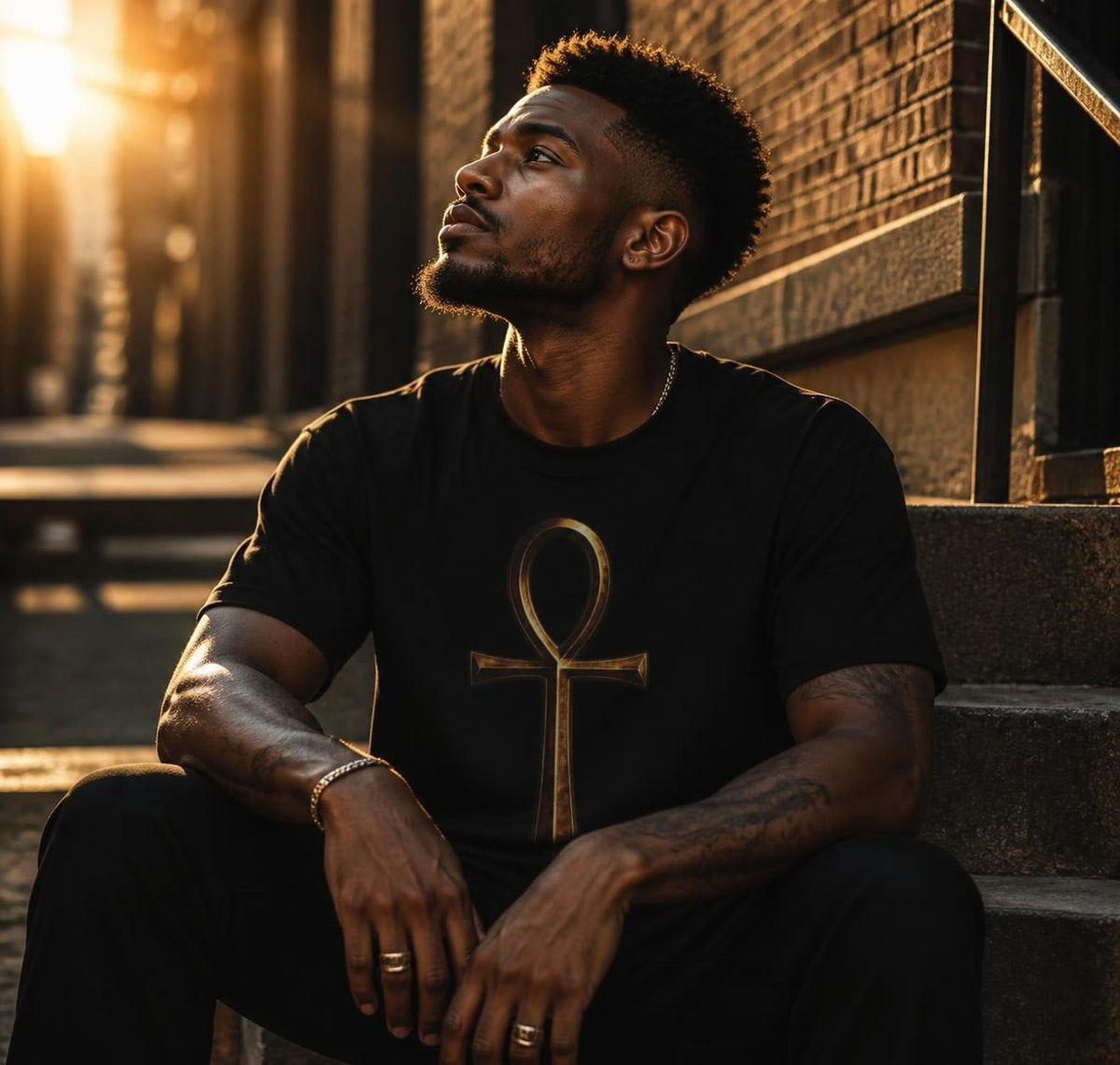 Ankh Dagger Streetwear Graphic Tee | Unisex Anchor Collection Shirt | Ancient Egyptian Protection Symbol T-Shirt | Resilience Overcomer Gift