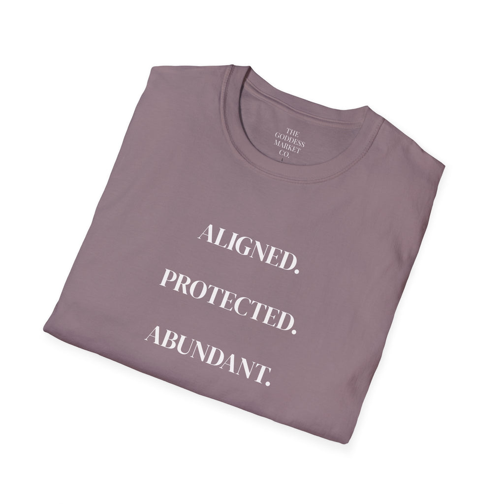 Cotton Soft style T-Shirt | Aligned Protected Abundant Graphic Tee | Comfortable Breathable Everyday Wear Shirt