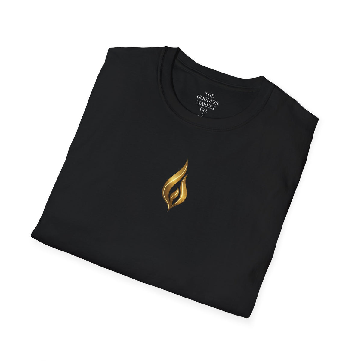 Goddess Angel Back Print Shirt, Gold Flame Graphic Tee, Divine Feminine Streetwear, Spiritual Empowerment Tshirt, Luxury Aesthetic Soul Top