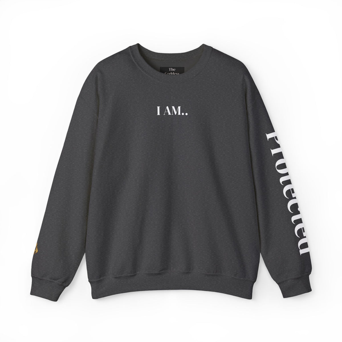 I AM Protected Streetwear Crewneck Sweatshirt | Solar Plexus Chakra Empowerment Sweater | Survivor Led Domestic Violence Awareness Apparel