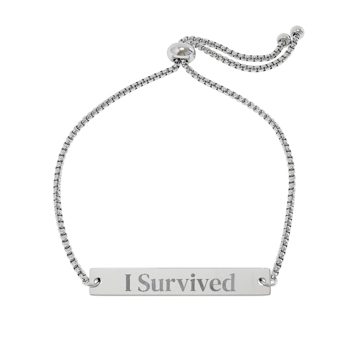 "I Survived" Engraved Bar Bracelet | Domestic Violence Survivor Gift | Trauma Recovery & Empowerment Jewelry | Gold Cuff / Chain Bracelet for Strength & Healing