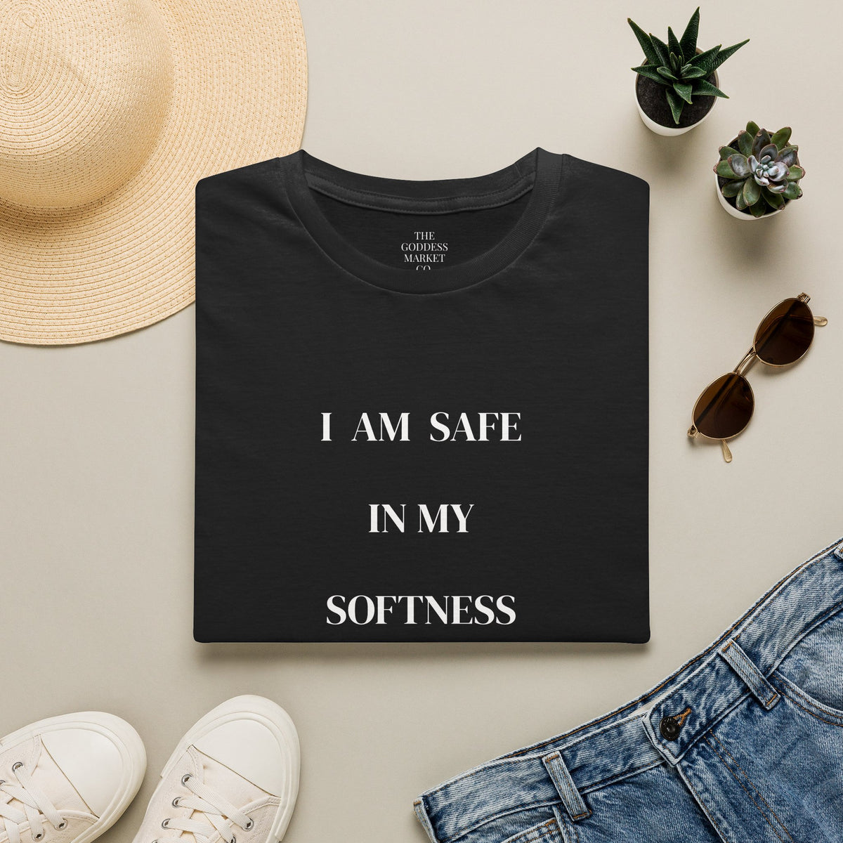 I Am Safe In My Softness Graphic Tee | Unisex Streetwear Oversized T-Shirt | Goddess Energy Loungewear | Gentle Healing Survivor Gift