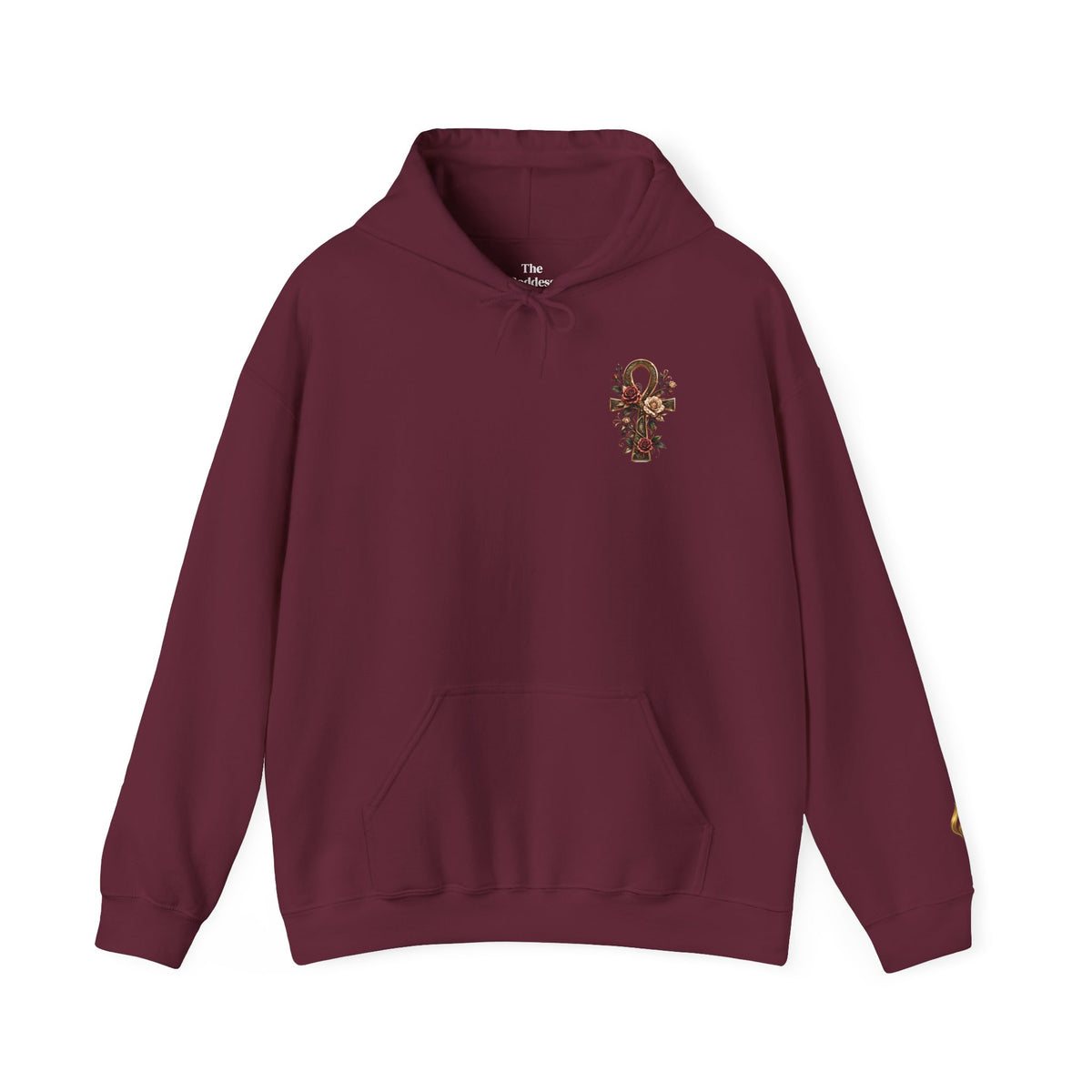 Ankh Rose Cross Heavyweight Hoodie — Goddess Energy Streetwear Pullover