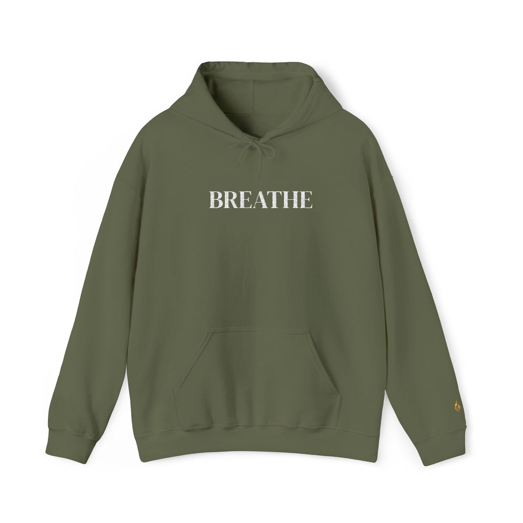 BREATHE Distressed Text Hoodie | Unisex Streetwear Graphic Sweatshirt | Mental Health Empowerment Pullover | Goddess Energy Resilience Gift