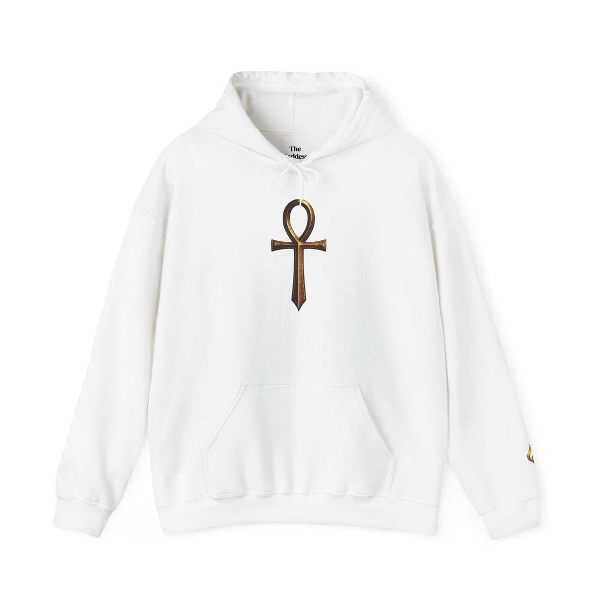 Sacred Ankh Key of Life Metallic Gold Hoodie Unshakeable Protection Strength Streetwear The Anchor Collection by The Goddess Market Co.